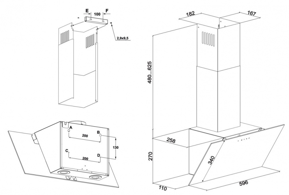 Вытяжка Eleyus CRISTAL 700 LED 60 WH