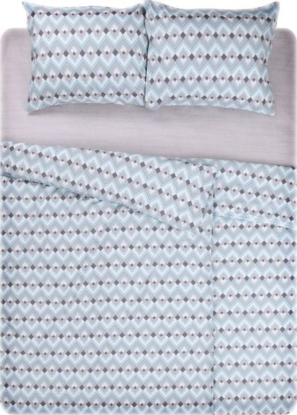 Комплект постельного белья Болония семейный голубой с белым UP! (Underprice) 