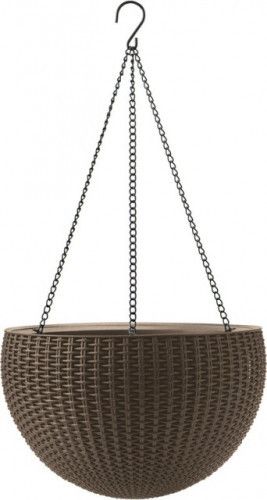 Горщик пластиковий Rattan hanging sphere круглий 8,6л коричневий 