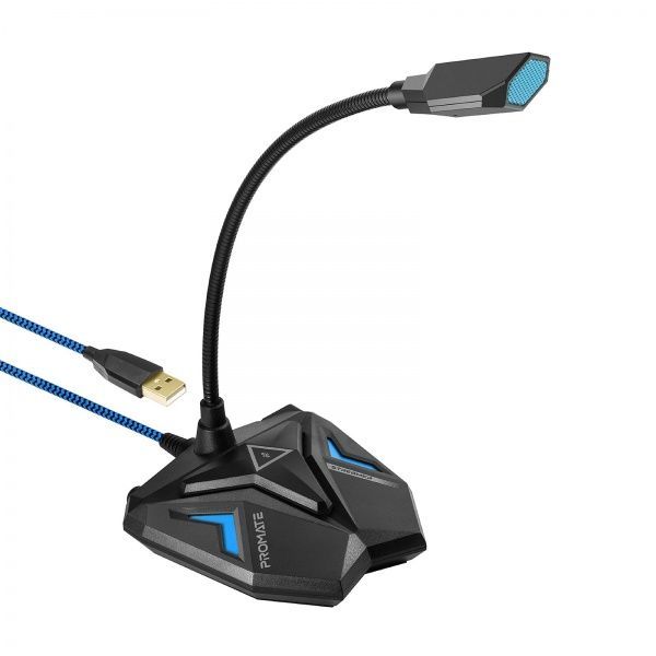 Мікрофон Promate Streamer LED, USB Blue