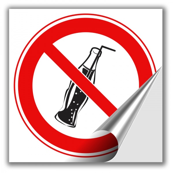 Наклейка Запрещено заходить с напитками 150 мм.