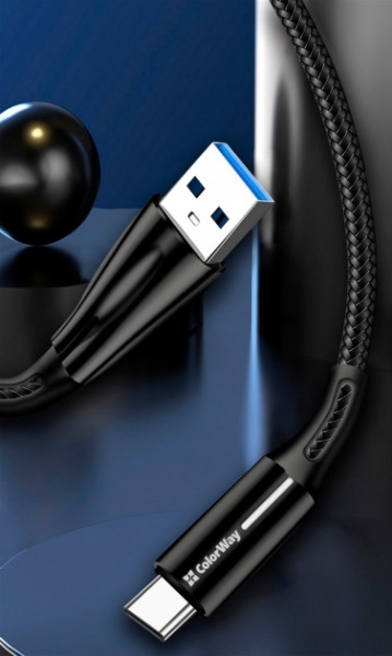 Кабель ColorWay USB - Apple Lightning (Zinc Alloy + Led) 2.4А 1 м black 