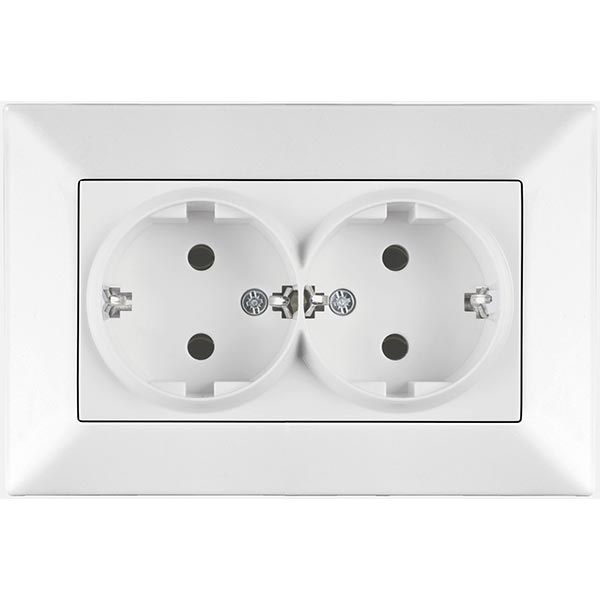 Розетка Viko Meridian з заземлення подвійна біла