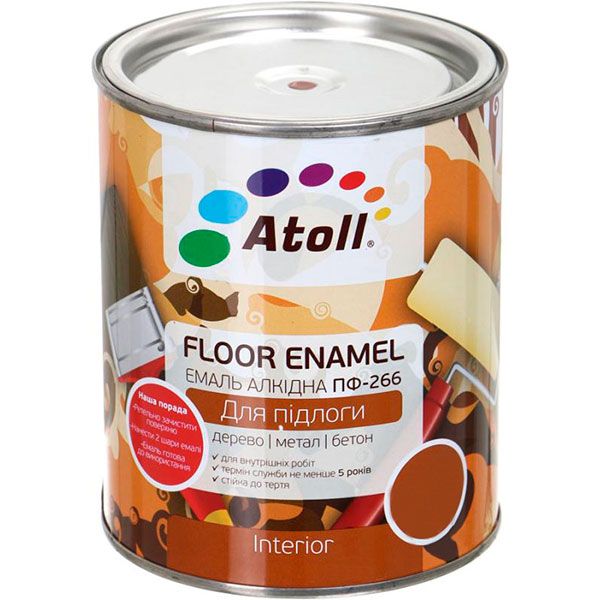 Емаль Atoll алкідна ПФ-266 червоно-коричневий глянець 0,8кг