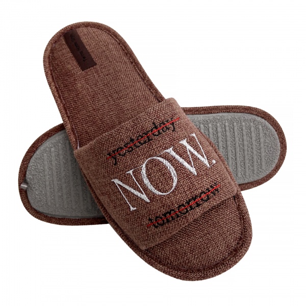 Капці домашні чоловічі HS-VL з вишивкою рогожка моно 9292 р.44/45 коричневий 