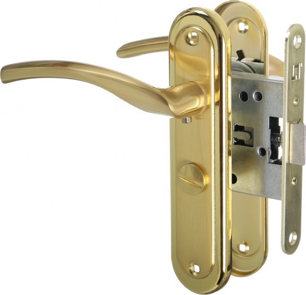 Замок врезной с ручками Blazer санузловый PB/SB WC 47,5 мм латунь