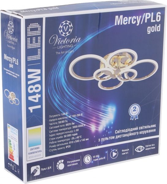 Люстра светодиодная Victoria Lighting Mercy/PL6 gold 6x148 Вт золото Mercy/PL6 gold 