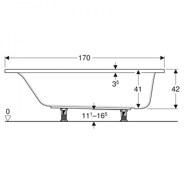 Ванна акриловая Geberit Selnova Square 554.384.01.1 170х70 см 