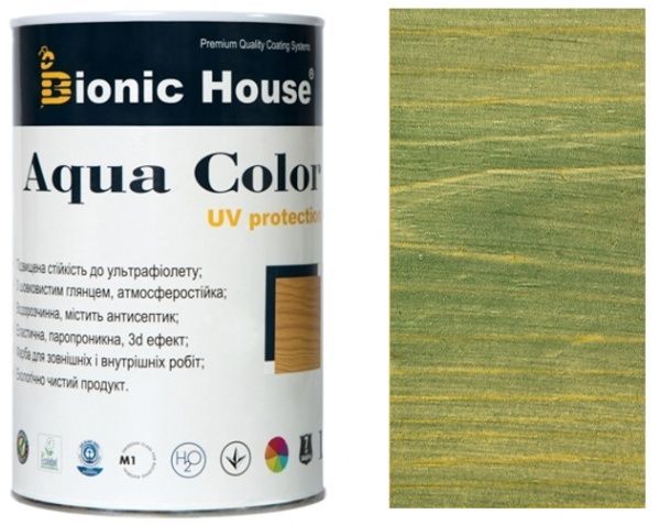 Лазур Bionic House лесуюча універсальна Aqua Color UV protect смарагд шовковистий мат 0,8 л