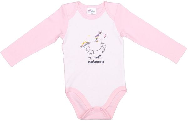 Боди Colibrі с длинным рукавом единорог р.74 бежевый/коралловый CLG003 