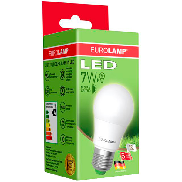 Лампа светодиодная Eurolamp 7 Вт A60 матовая E27 220 В 3000 К