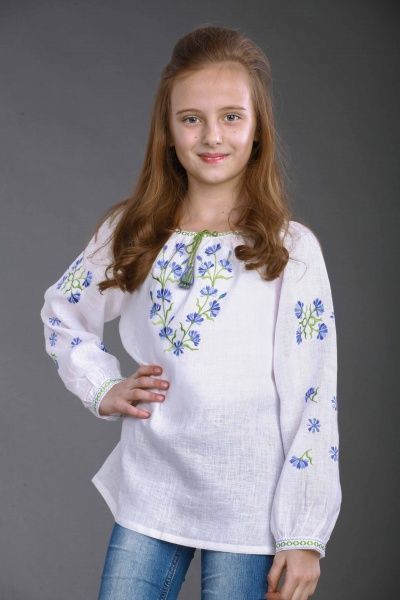 Рубашка-вышиванка Гармонiя Васильки р.86 белый с синим 