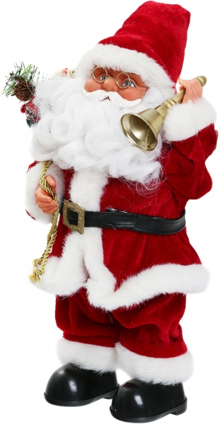 Декоративна фігура Дід Мороз із дзвіночком червоний 36 см 