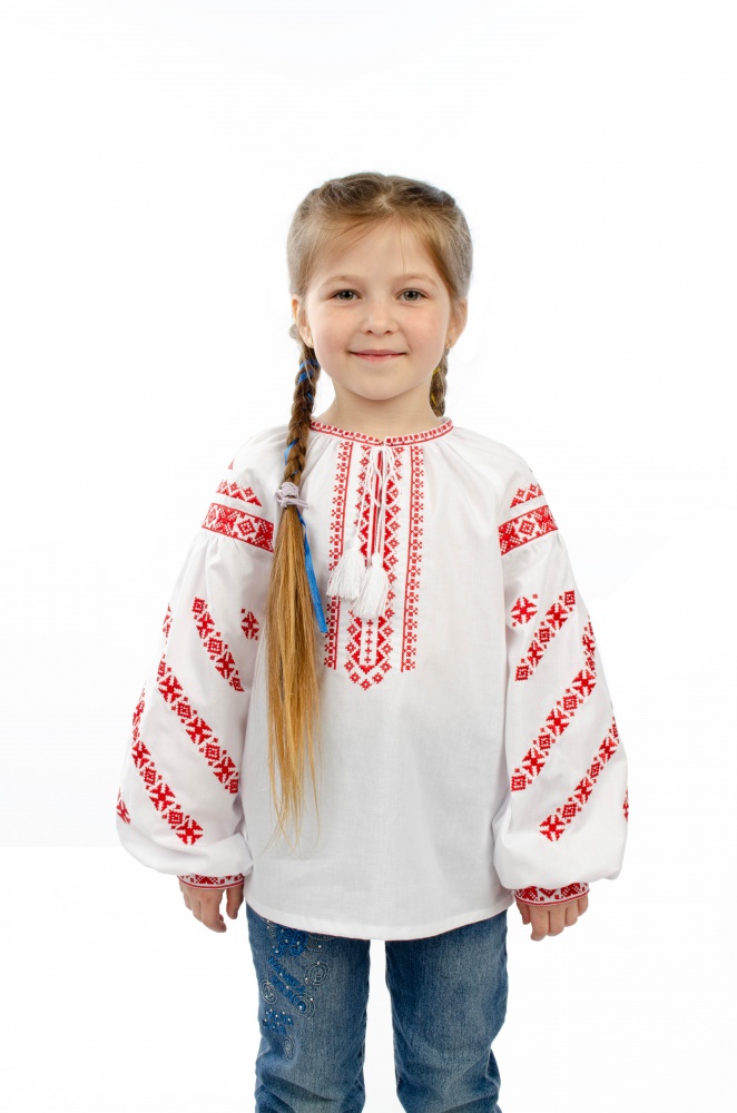 Вышиванка для девочек Эдельвика 393-23/09 р.140 белый 393-23/09