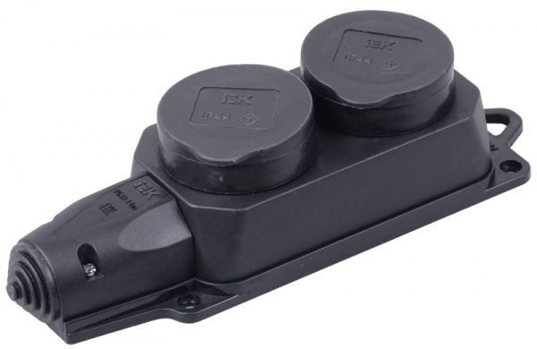 Колодка IEK Омега РБ32-1-0м IP44 с заземлением 2 гн. черный PKR62-016-2-K02 