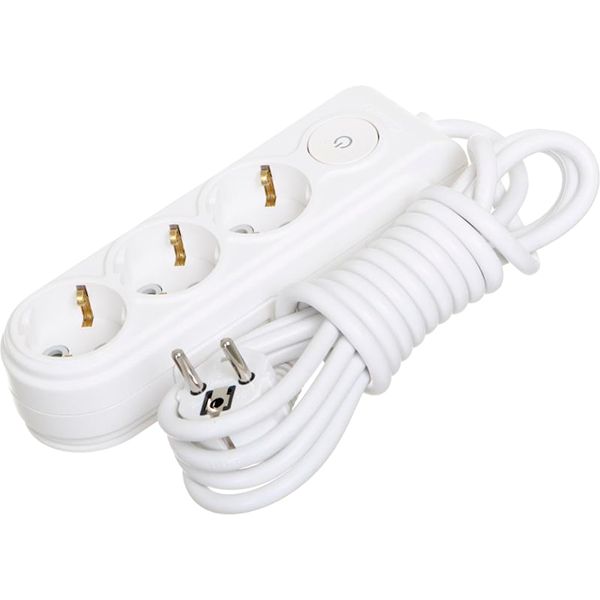 Удлинитель Makel с защитными шторками с заземлением 3 гн. белый 3 м N3310043 