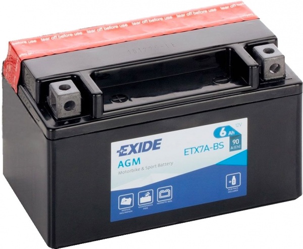 Акумулятор автомобільний EXIDE 6Ah 90A 12V (ETX7A-BS)