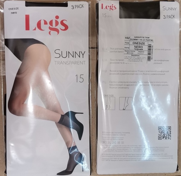 Набір шкарпеток жіночих Legs 152 SUNNY 15 den р.one size неро 3 шт.