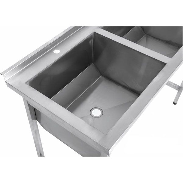 Мойка производственная 2 секции с бортиком, без полки Tehma 1200x600x850 мм нержавеющая сталь