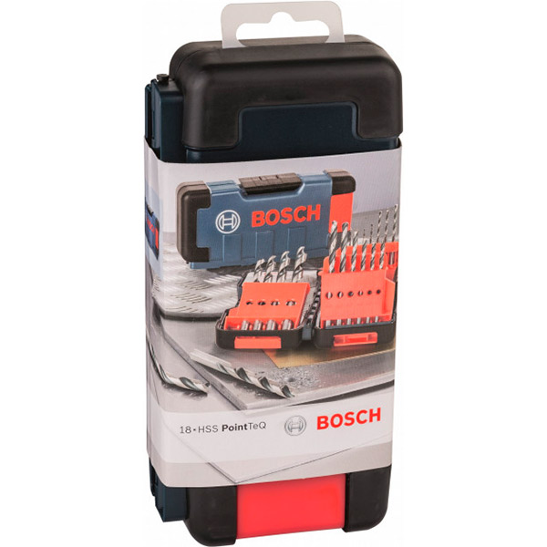 Набор сверл по металлу Bosch HSS PointTeQ ToughBox 1-10 мм 18 шт.