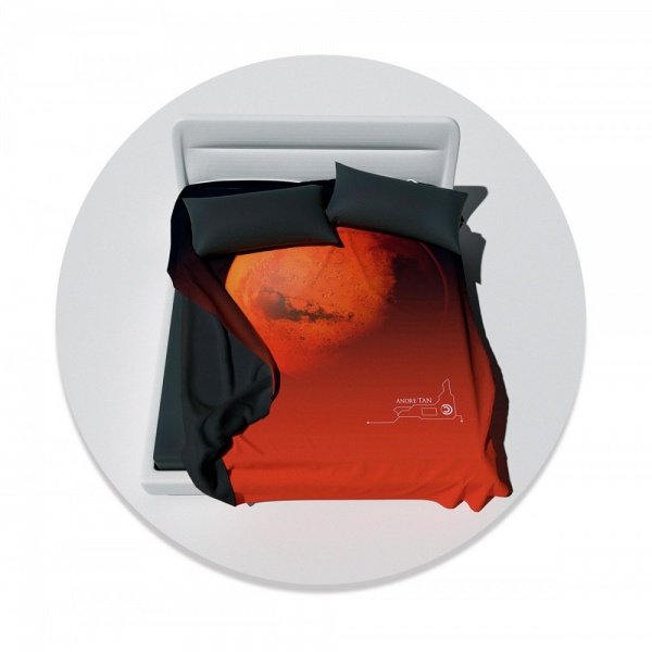 Комплект постільної білизни by Andre TAN Чоловіки з Марса євро чорний із червоним SoundSleep 