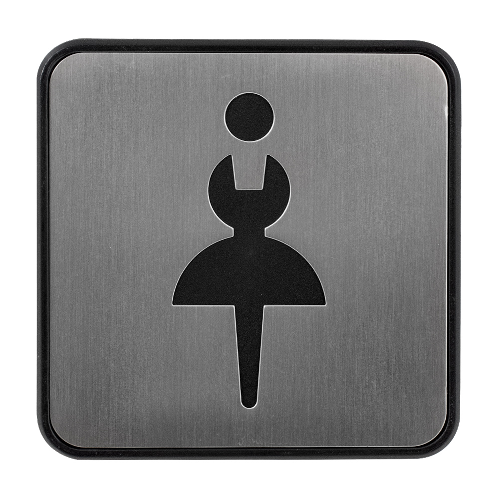 Табличка WC Woman нержавіюча сталь чорний із сірим 97 мм Arino 67741