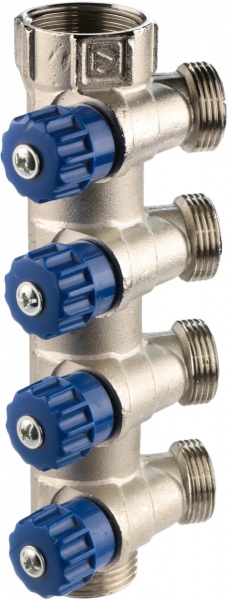 Коллектор с регулирующими вентилями Valtec 1х 4выхода евроконус 3/4 VTc.560.NE.060504