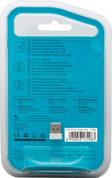 Мишка RAPOO M10 Plus Wireless Black 