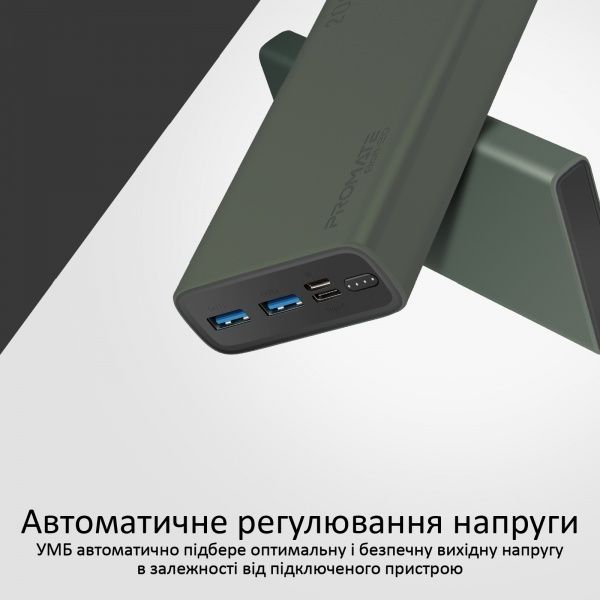 Зовнішній акумулятор (Powerbank) Promate Bolt-20 10Вт 2xUSB 20000 mAh green (bolt-20.midnightgreen) 
