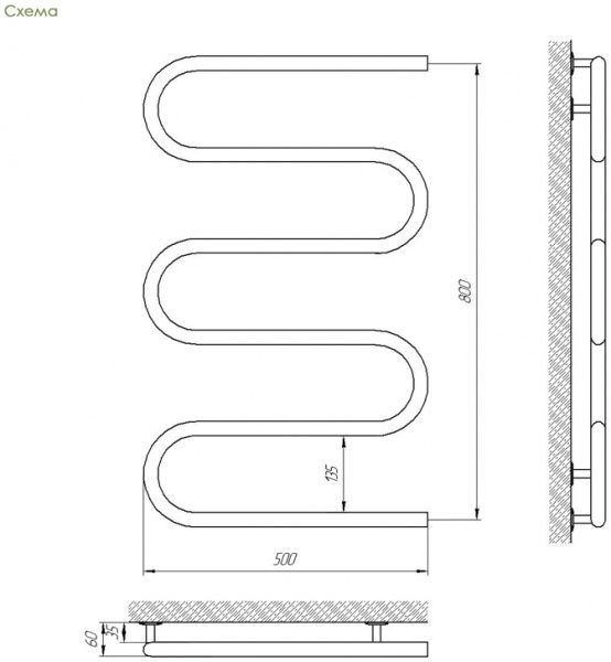 Рушникосушарка Laris Змійовик 32 РС5 500х800 71207231