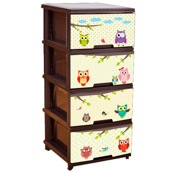 Комод пластиковий Алеана 940х450х390 мм темно-коричневий Сови