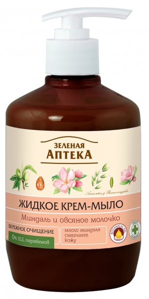 Мыло жидкое Зеленая аптека Миндаль и овсяное молочко 460 мл 477 г 6 шт./уп.