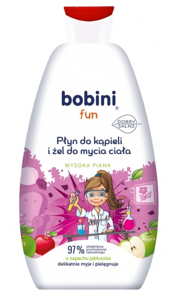 Дитячий гель для купання Bobini з ароматом яблука Fun 500 мл