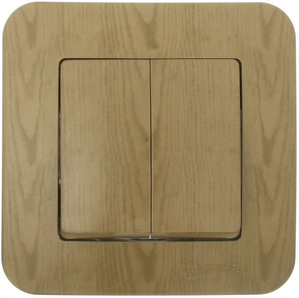 Выключатель двухклавишный Makel Lillium Natural без подсветки 10 А 250В дуб