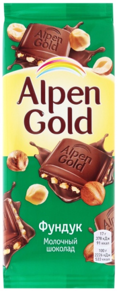 Молочный шоколад Milka с фундуком Alpen Gold м/у 85г
