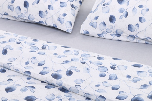 Комплект постельного белья Basic Бруно премиум 1.5 голубой Luna 