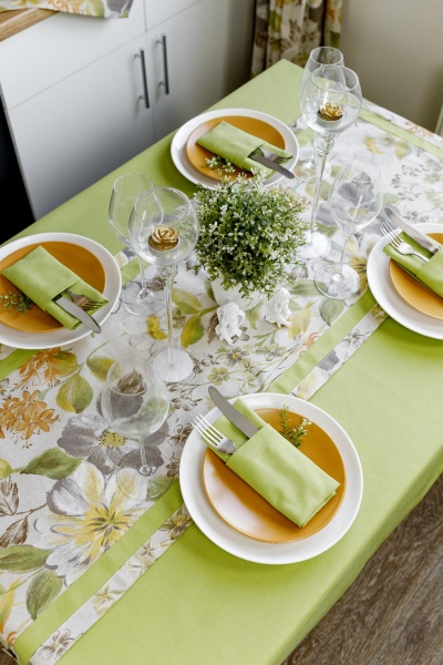 Дорожка (раннер) Цветок зеленый 40x140 см La Nuit 