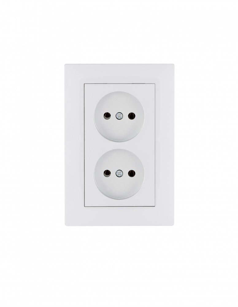 Розетка подвійна побутова без заземлення Makel Rizz IP20 білий 88001017