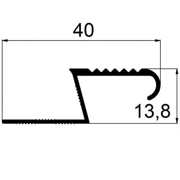 Уголок для плитки АЛЮПРО S-образный алюминий ПАС-2379 ПЛ209 AS 2,71 40 мм 2,71 м серебро 