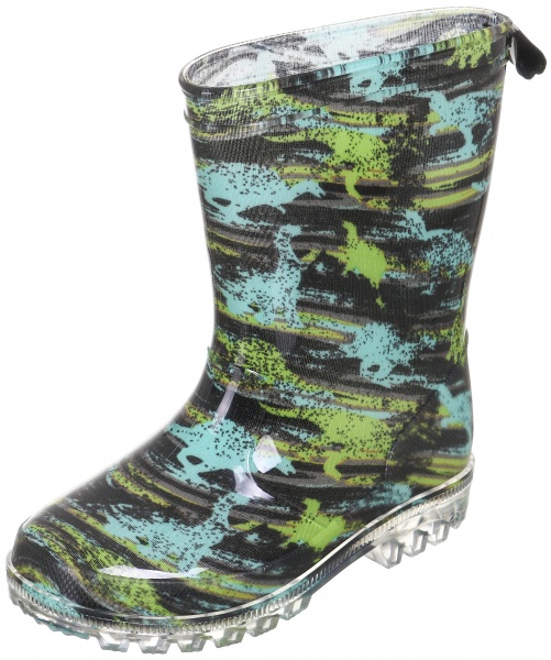 Сапоги резиновые для мальчиков Динозавр KP26 размер 32 черный с зеленым 