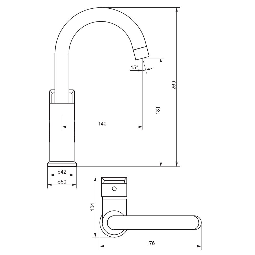 Смеситель для умывальника Damixa 470220000 Apollo, с поворотным изливом