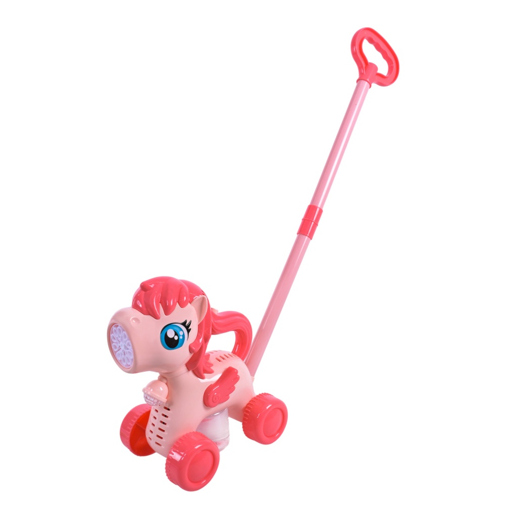 Каталка Shantou Единорог на палочке с мыльными пузырями и подсветкой