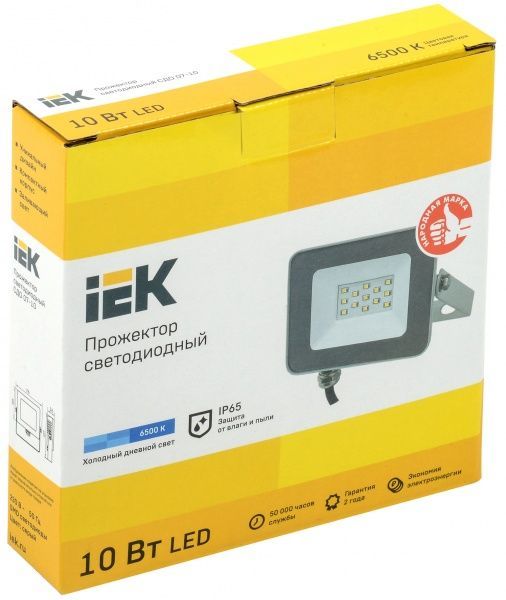 Прожектор IEK СДО 07-10 6500 K LED 10 Вт IP65 серый 