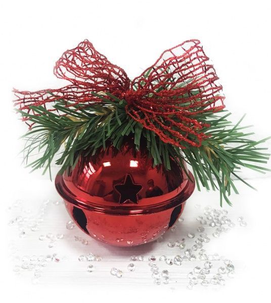 Декоративное изделие Діамантові ручки Елочное украшение Бубенчик 8 см красный 142027 