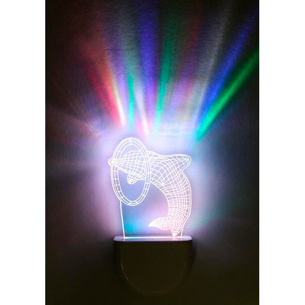 Ночник Aukes Дельфин 3D LED RGB 0.5 Вт белый 