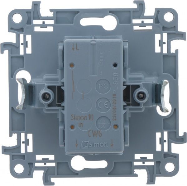 Вимикач прохідний одноклавішний Simon 10 без підсвітки 10 А 250В білий CW6.01/11