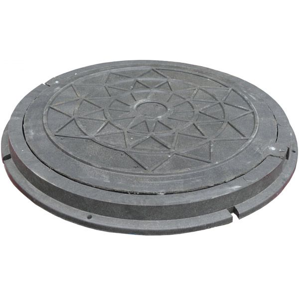 Люк канализационный PE RUSLANA 730 мм садовый с замком черный