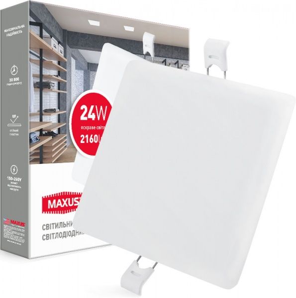 Светильник точечный Maxus Sp Edge квадрат LED 24 Вт 4100 К белый 