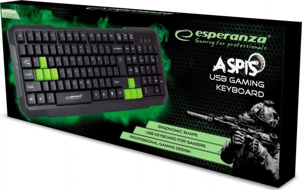 Клавіатура Esperanza Wired EGK102 Green USB (EGK102GUA) black/green 