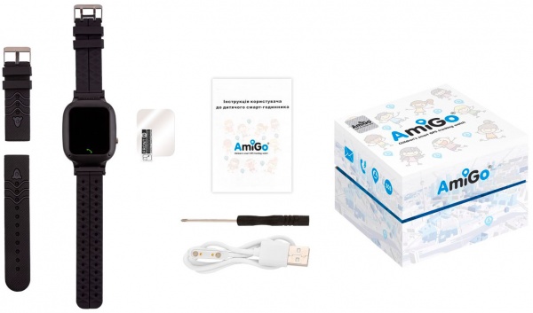 Смарт-часы AmiGo GO004 Splashproof Camera+LED black (882418)